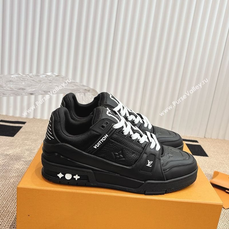 Louis Vuitton LV Trainer Sneakers in Grained and Calf Leather Black 2026 1AARES (MD-260303121)