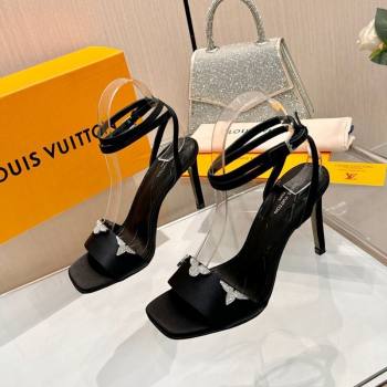 Louis Vuitton Gala Heel Sandals 9cm in Satin with Monogram Flower Black 2026 1AIUVK (MD-260303077)