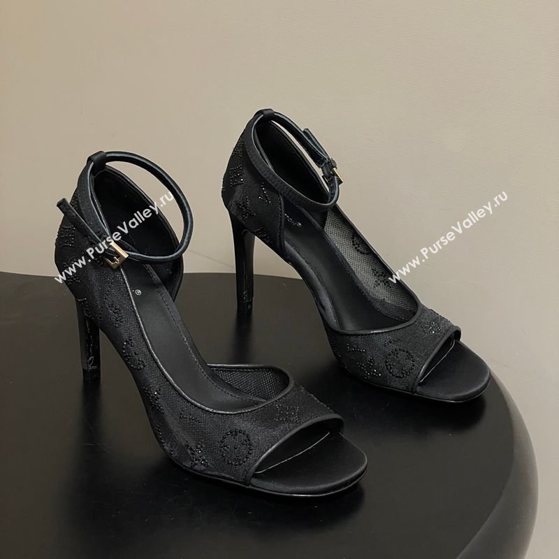 Louis Vuitton Gala Heel Sandals 8.5cm in Translucent Mesh and Strass Black 2026 1AJPS1 (MD-260303078)