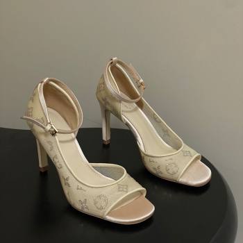 Louis Vuitton Gala Heel Sandals 8.5cm in Translucent Mesh and Strass Nude 2026 1AJPS1 (MD-260303080)