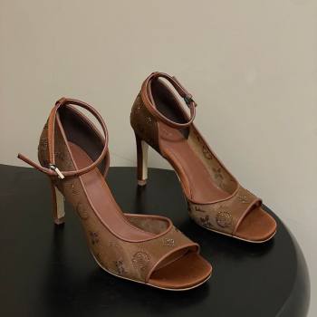 Louis Vuitton Gala Heel Sandals 8.5cm in Translucent Mesh and Strass Brown 2026 1AJPS1 (MD-260303082)