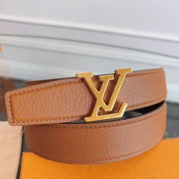 Louis Vuitton Grained Leather Belt 3.5cm with LV Buckle Brown 2026 LV031605 (99-260316101)
