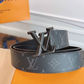 Louis Vuitton Monogram Canvas and Leather Belt 4cm with LV Buckle All Black 2026 LV031604 (99-260316094)