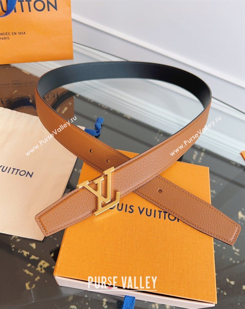 Louis Vuitton Grained Leather Belt 3.5cm with LV Buckle Brown 2026 LV031605 (99-260316101)