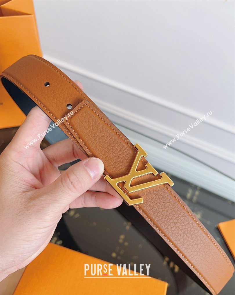 Louis Vuitton Grained Leather Belt 3.5cm with LV Buckle Brown 2026 LV031605 (99-260316101)