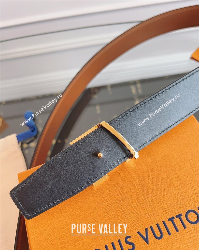 Louis Vuitton Grained Leather Belt 3.5cm with LV Buckle Brown 2026 LV031605 (99-260316101)