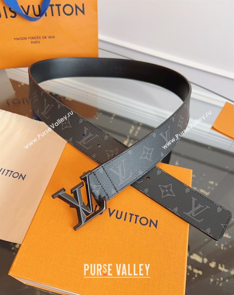 Louis Vuitton Monogram Canvas and Leather Belt 4cm with LV Buckle All Black 2026 LV031604 (99-260316094)