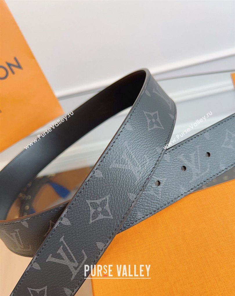 Louis Vuitton Monogram Canvas and Leather Belt 4cm with LV Buckle All Black 2026 LV031604 (99-260316094)