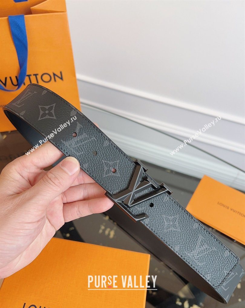 Louis Vuitton Monogram Canvas and Leather Belt 4cm with LV Buckle All Black 2026 LV031604 (99-260316094)