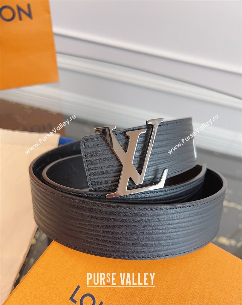 Louis Vuitton Embossed Leather Belt 4cm with LV Buckle Black/Silver 2026 LV031606 (99-260316104)