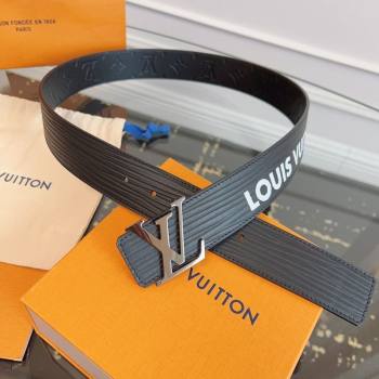 Louis Vuitton Embossed Leather Belt 4cm with LV Buckle Black/Silver 2026 LV031606 (99-260316104)