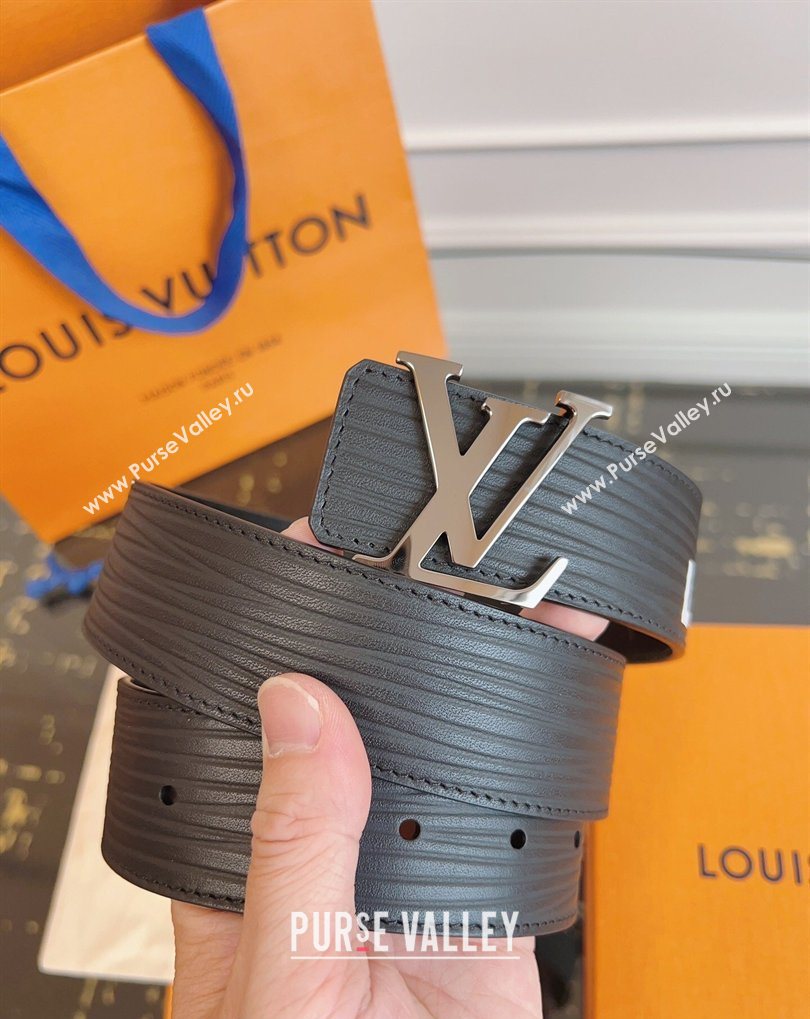 Louis Vuitton Embossed Leather Belt 4cm with LV Buckle Black/Silver 2026 LV031606 (99-260316104)