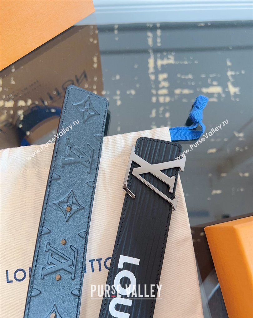 Louis Vuitton Embossed Leather Belt 4cm with LV Buckle Black/Silver 2026 LV031606 (99-260316104)