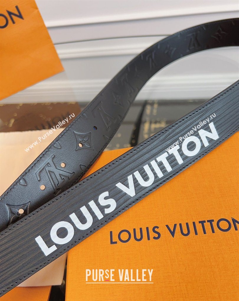 Louis Vuitton Embossed Leather Belt 4cm with LV Buckle Black/Silver 2026 LV031606 (99-260316104)