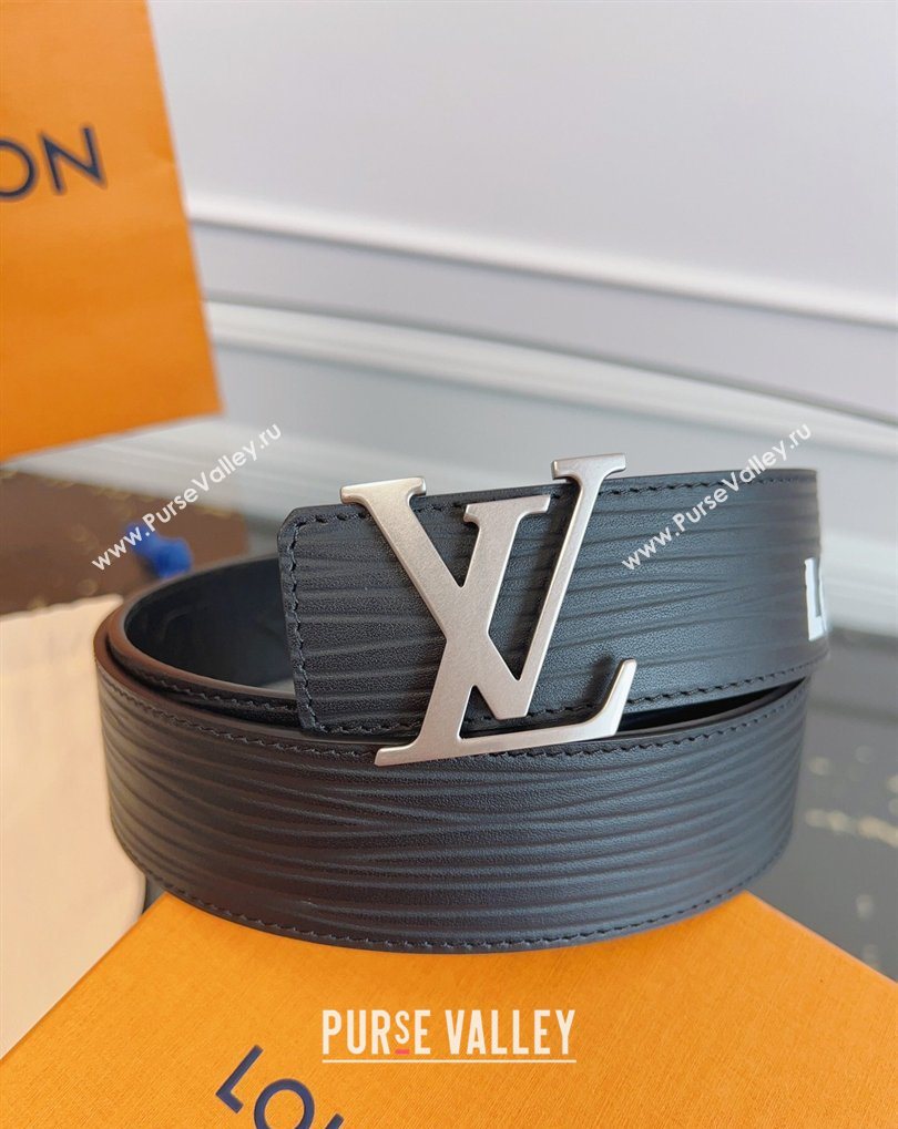 Louis Vuitton Embossed Leather Belt 4cm with LV Buckle Black2 2026 LV031606 (99-260316105)