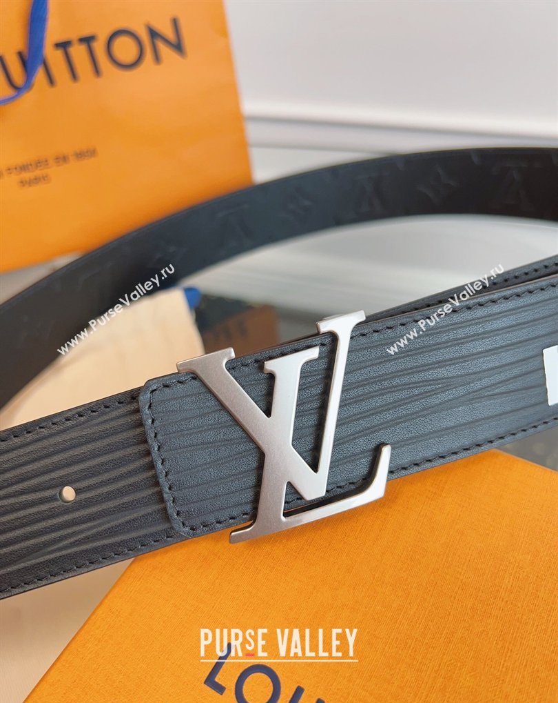 Louis Vuitton Embossed Leather Belt 4cm with LV Buckle Black2 2026 LV031606 (99-260316105)