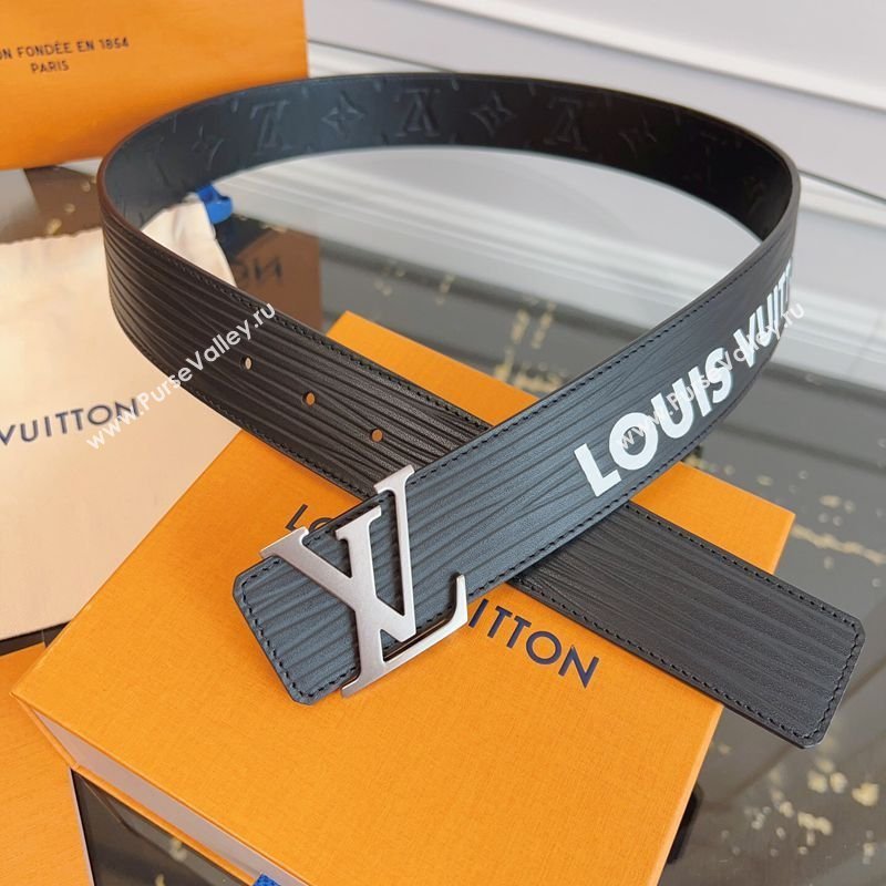 Louis Vuitton Embossed Leather Belt 4cm with LV Buckle Black2 2026 LV031606 (99-260316105)
