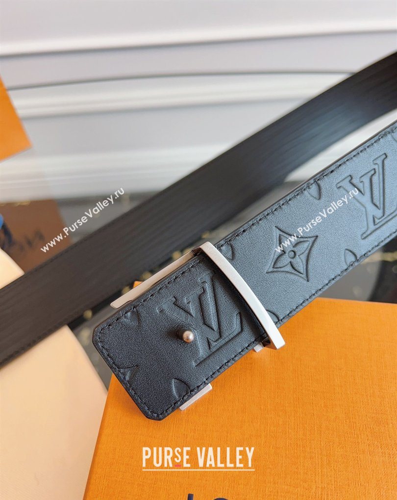 Louis Vuitton Embossed Leather Belt 4cm with LV Buckle Black2 2026 LV031606 (99-260316105)
