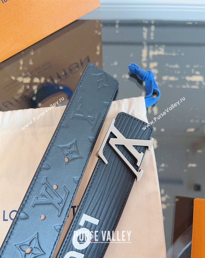 Louis Vuitton Embossed Leather Belt 4cm with LV Buckle Black2 2026 LV031606 (99-260316105)