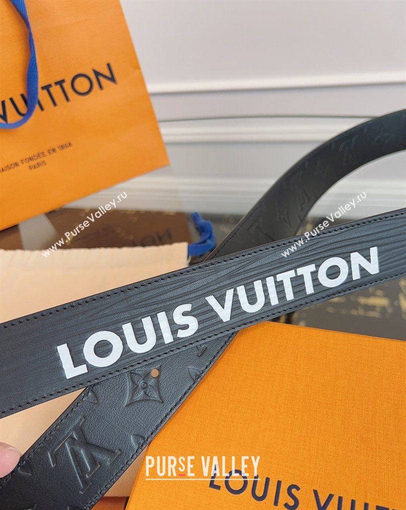 Louis Vuitton Embossed Leather Belt 4cm with LV Buckle Black2 2026 LV031606 (99-260316105)
