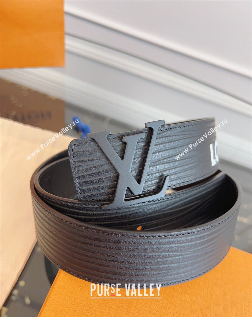 Louis Vuitton Embossed Leather Belt 4cm with LV Buckle Black/White 2026 LV031606 (99-260316106)