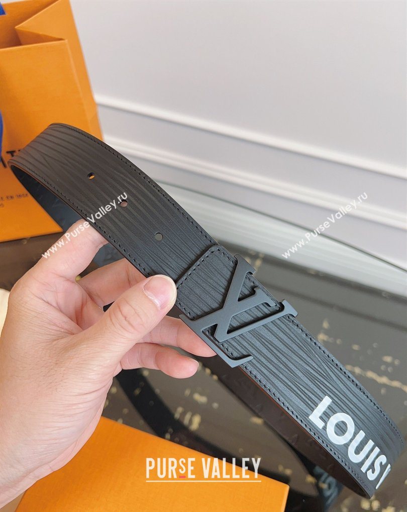 Louis Vuitton Embossed Leather Belt 4cm with LV Buckle Black/White 2026 LV031606 (99-260316106)