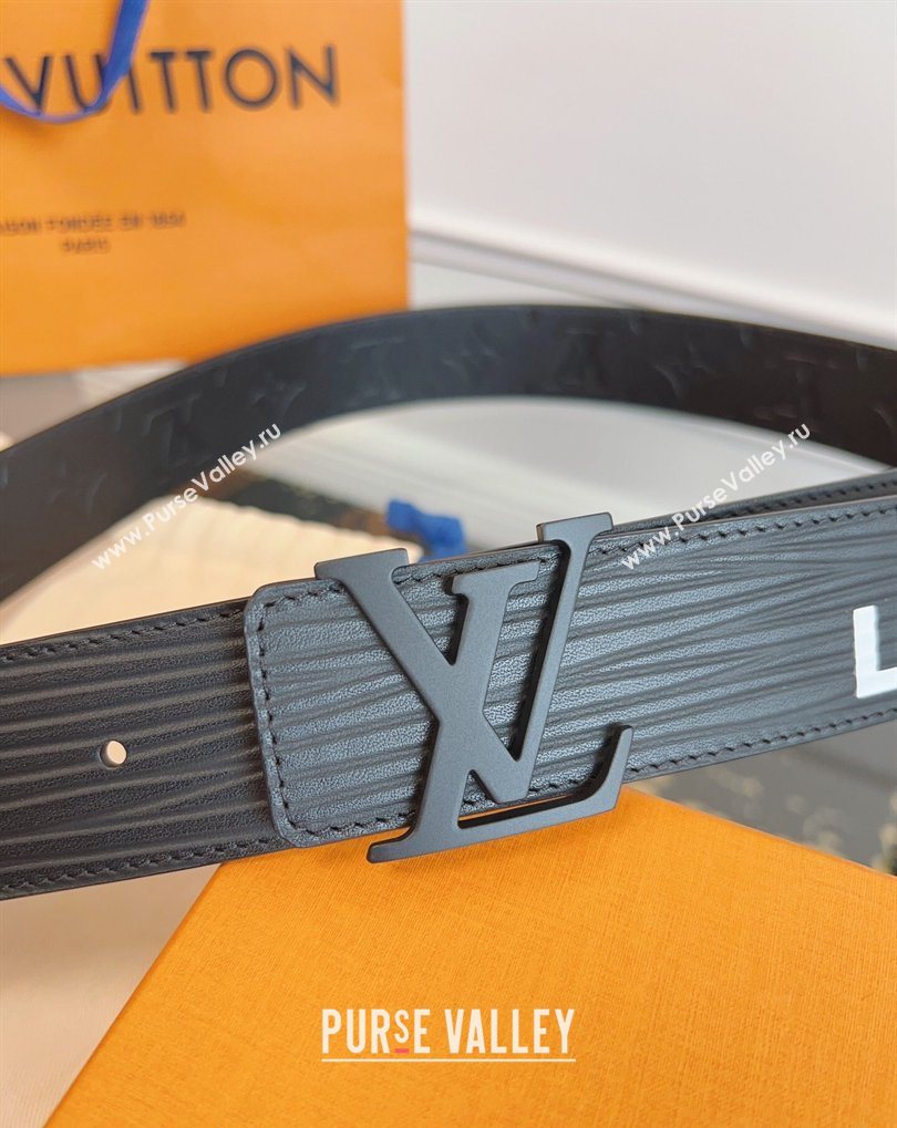 Louis Vuitton Embossed Leather Belt 4cm with LV Buckle Black/White 2026 LV031606 (99-260316106)