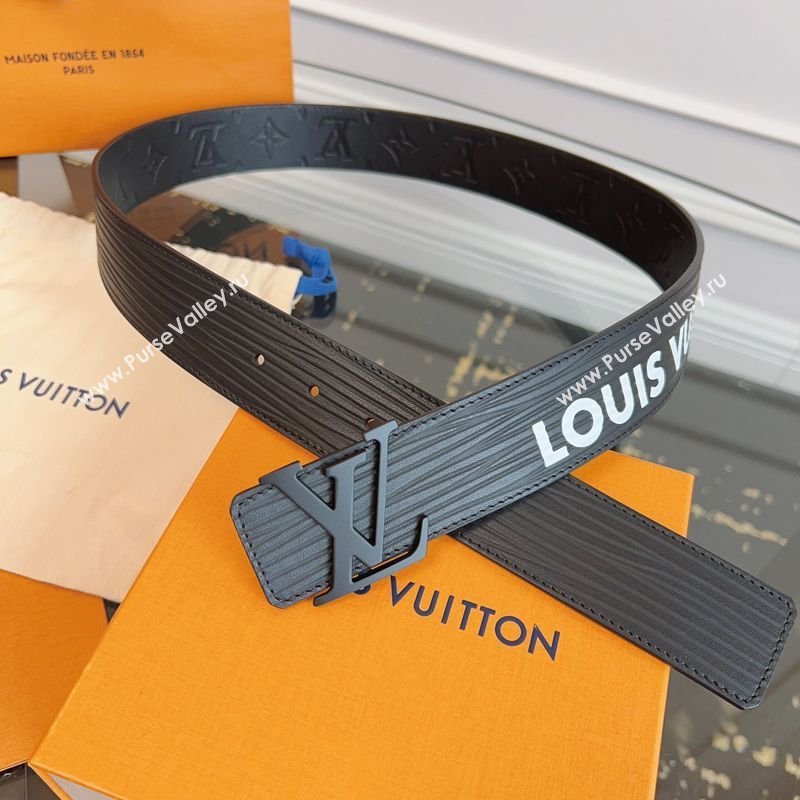 Louis Vuitton Embossed Leather Belt 4cm with LV Buckle Black/White 2026 LV031606 (99-260316106)