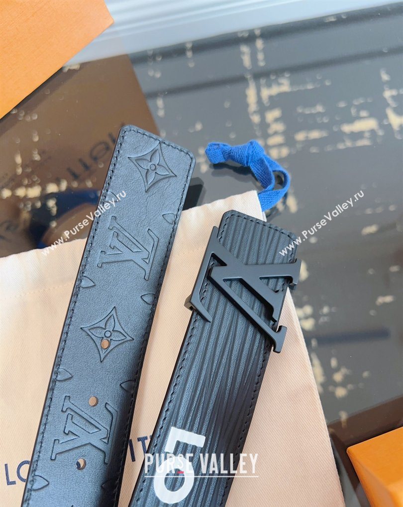 Louis Vuitton Embossed Leather Belt 4cm with LV Buckle Black/White 2026 LV031606 (99-260316106)