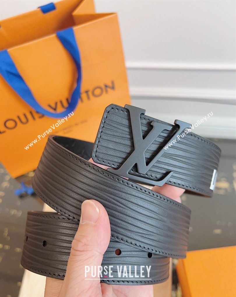 Louis Vuitton Embossed Leather Belt 4cm with LV Buckle Black/White 2026 LV031606 (99-260316106)