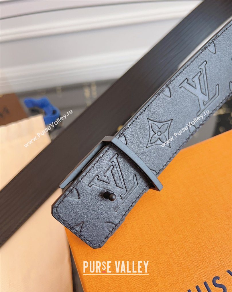 Louis Vuitton Embossed Leather Belt 4cm with LV Buckle Black/White 2026 LV031606 (99-260316106)