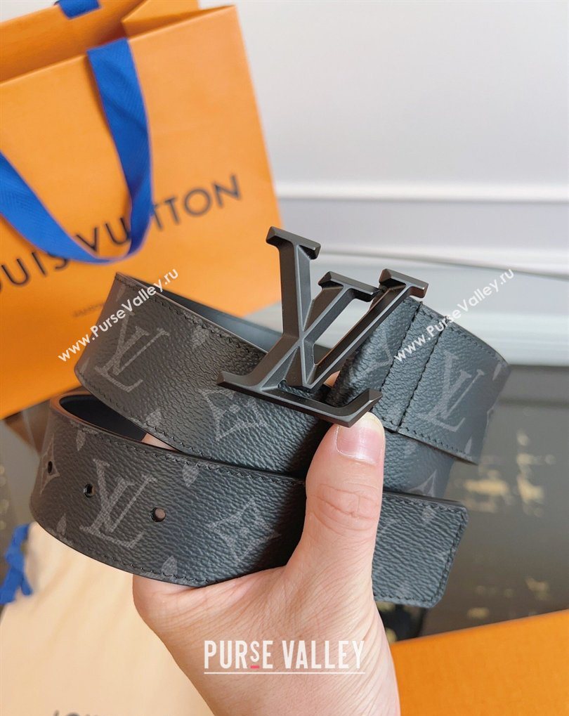 Louis Vuitton Monogram Canvas and Leather Belt 4cm with LV Buckle All Black 2026 LV031604 (99-260316094)