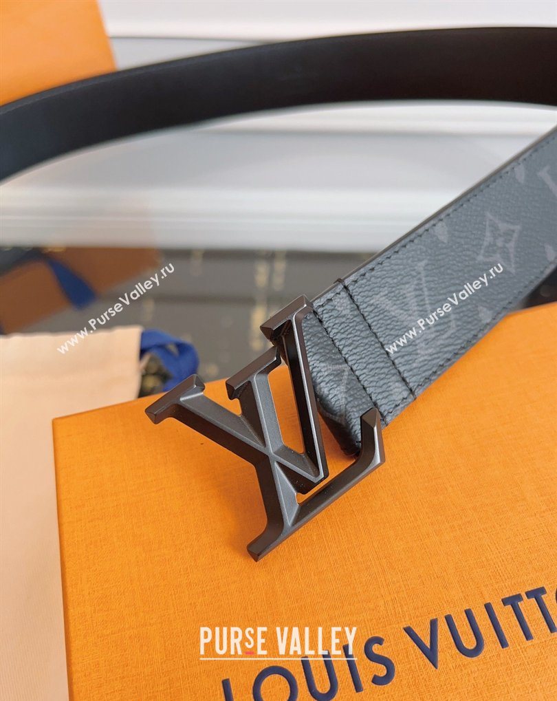 Louis Vuitton Monogram Canvas and Leather Belt 4cm with LV Buckle All Black 2026 LV031604 (99-260316094)