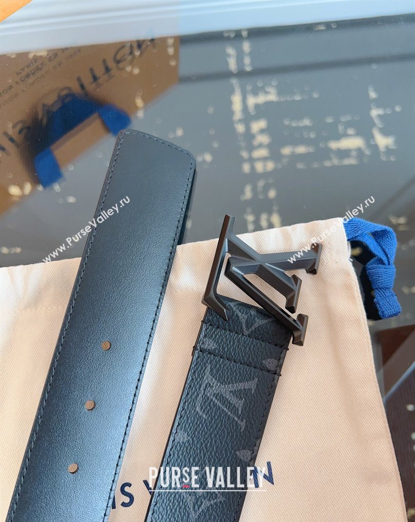 Louis Vuitton Monogram Canvas and Leather Belt 4cm with LV Buckle All Black 2026 LV031604 (99-260316094)