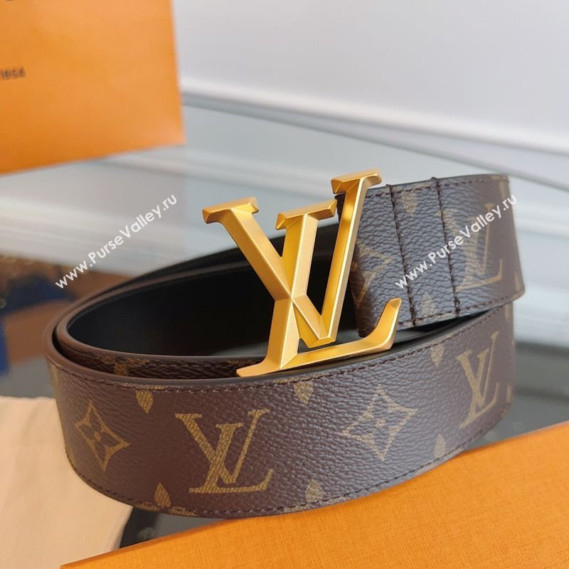 Louis Vuitton Monogram Canvas and Leather Belt 4cm with LV Buckle Brown 2026 LV031604 (99-260316095)