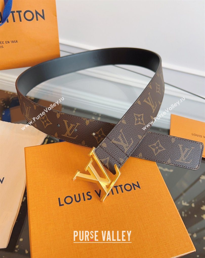 Louis Vuitton Monogram Canvas and Leather Belt 4cm with LV Buckle Brown 2026 LV031604 (99-260316095)