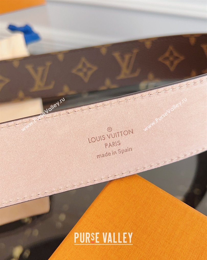 Louis Vuitton Monogram Canvas and Suede Belt 4cm with LV Buckle Brown/Shiny Gold 2026 LV031607 (99-260316111)