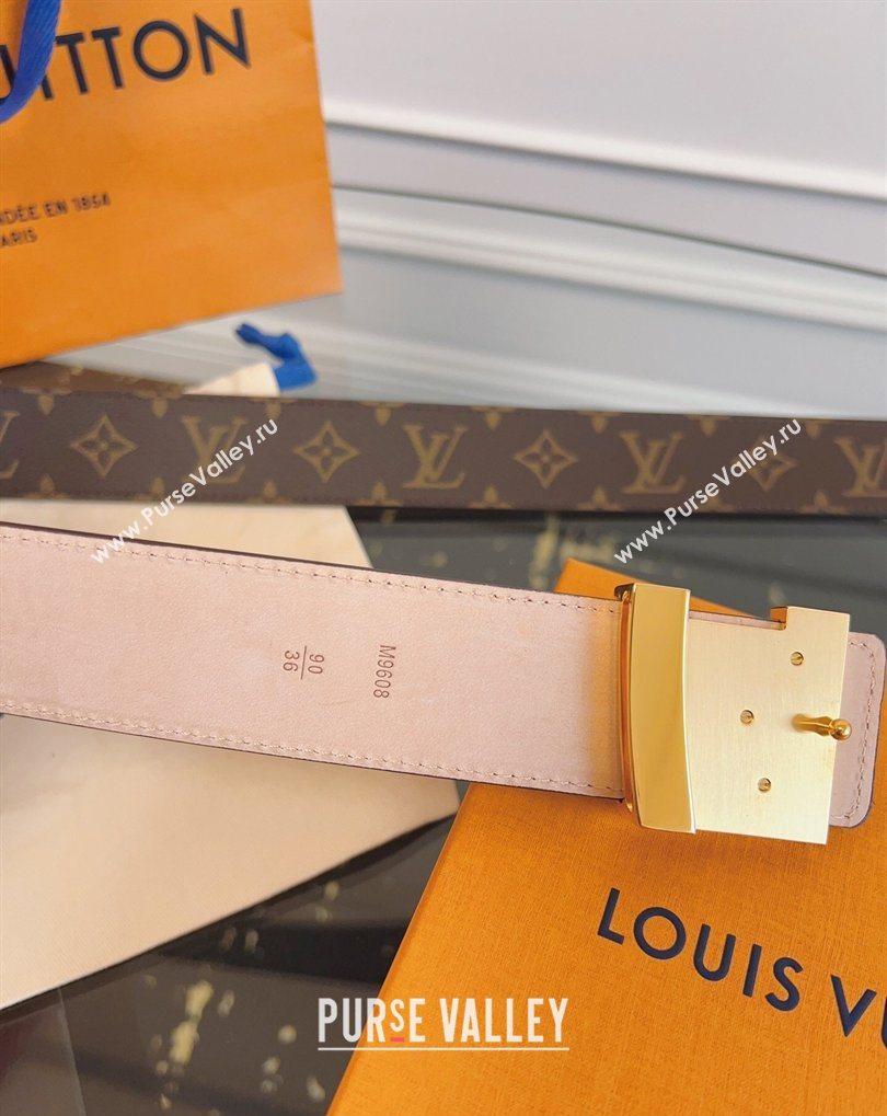 Louis Vuitton Monogram Canvas and Suede Belt 4cm with LV Buckle Brown/Shiny Gold 2026 LV031607 (99-260316111)