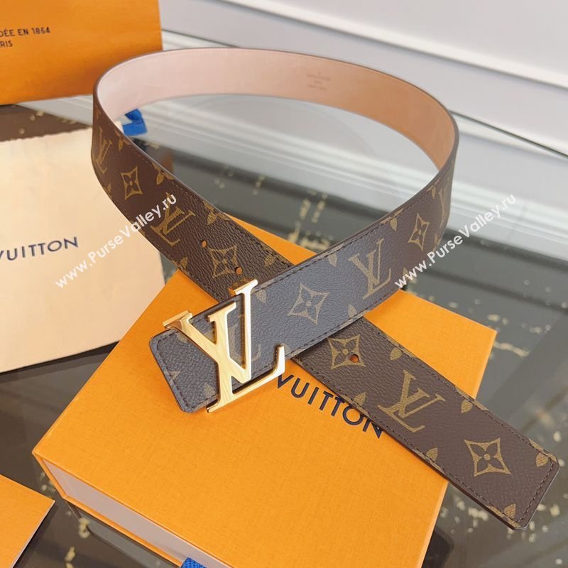 Louis Vuitton Monogram Canvas and Suede Belt 4cm with LV Buckle Brown/Shiny Gold 2026 LV031607 (99-260316111)