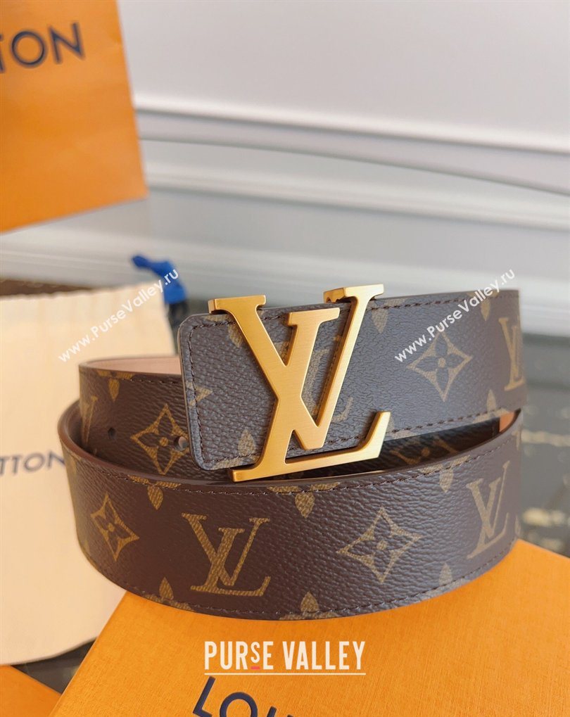 Louis Vuitton Monogram Canvas and Suede Belt 4cm with LV Buckle Brown/Aged Gold 2026 LV031607 (99-260316112)