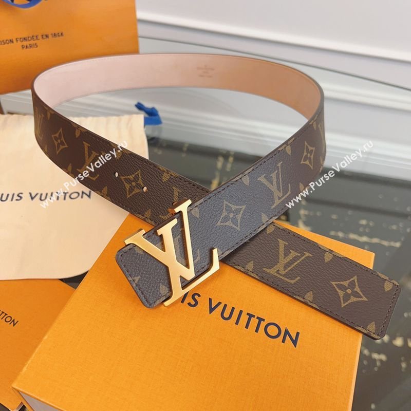 Louis Vuitton Monogram Canvas and Suede Belt 4cm with LV Buckle Brown/Aged Gold 2026 LV031607 (99-260316112)