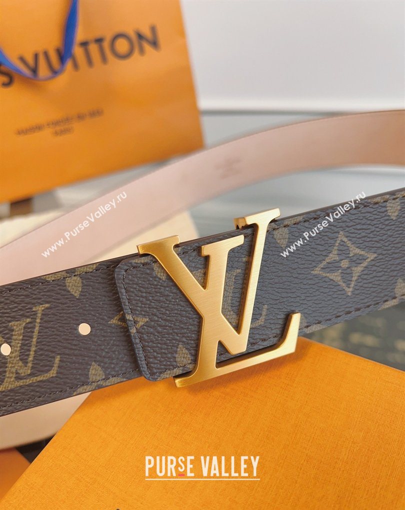Louis Vuitton Monogram Canvas and Suede Belt 4cm with LV Buckle Brown/Aged Gold 2026 LV031607 (99-260316112)