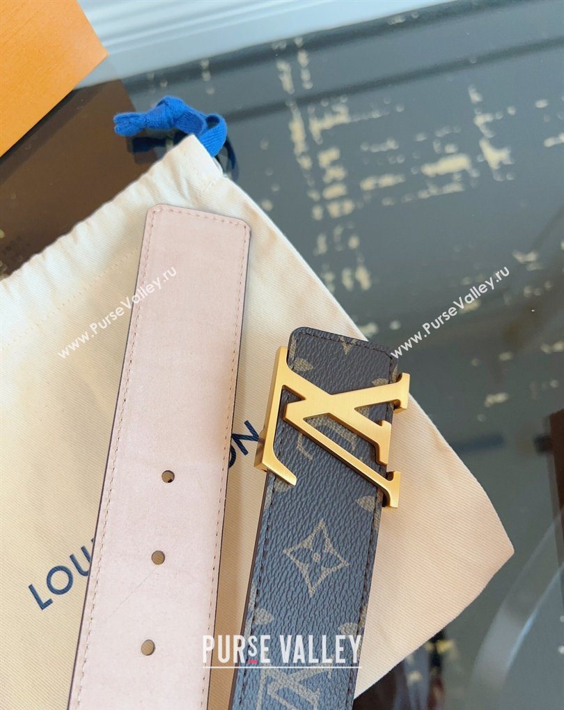 Louis Vuitton Monogram Canvas and Suede Belt 4cm with LV Buckle Brown/Aged Gold 2026 LV031607 (99-260316112)