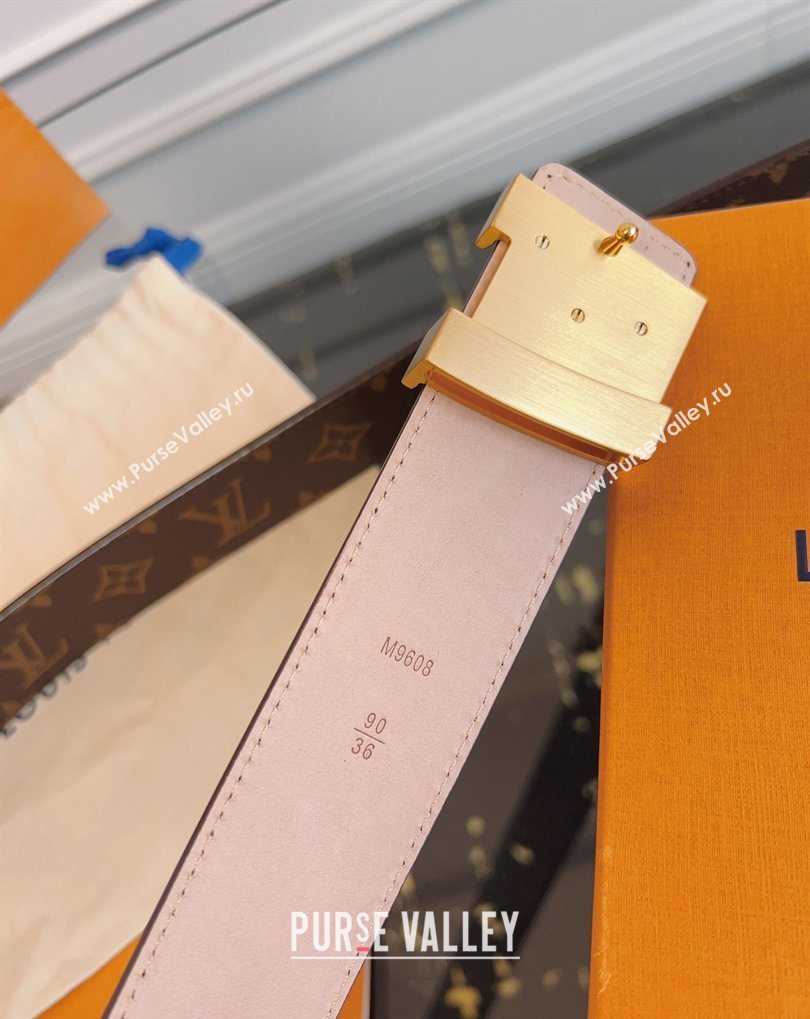 Louis Vuitton Monogram Canvas and Suede Belt 4cm with LV Buckle Brown/Aged Gold 2026 LV031607 (99-260316112)