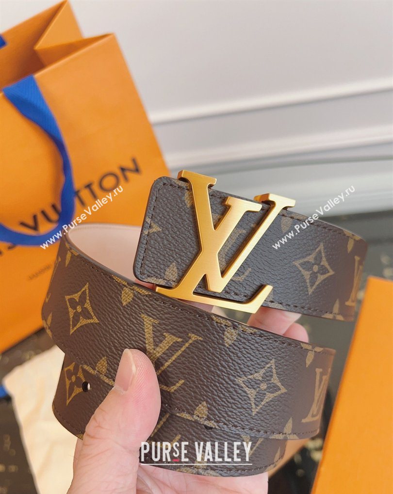 Louis Vuitton Monogram Canvas and Suede Belt 4cm with LV Buckle Brown/Aged Gold 2026 LV031607 (99-260316112)