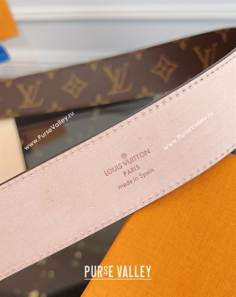 Louis Vuitton Monogram Canvas and Suede Belt 4cm with LV Buckle Brown/Aged Gold 2026 LV031607 (99-260316112)