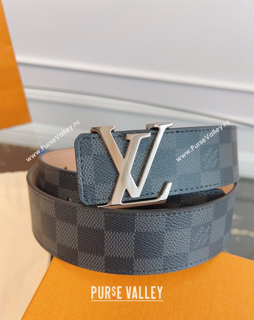 Louis Vuitton Monogram Canvas and Suede Belt 4cm with LV Buckle Black Damier/Silver 2026 LV031607 (99-260316113)