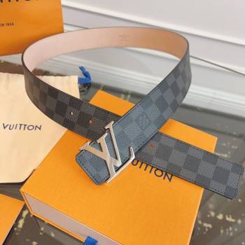 Louis Vuitton Monogram Canvas and Suede Belt 4cm with LV Buckle Black Damier/Silver 2026 LV031607 (99-260316113)