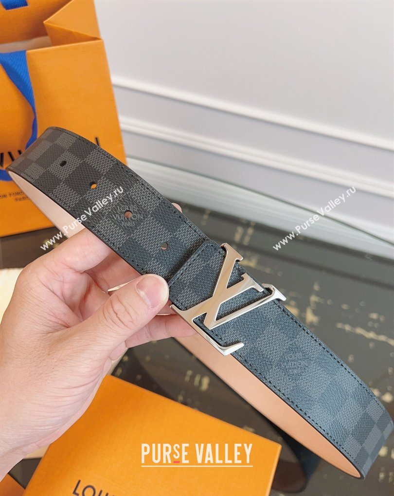 Louis Vuitton Monogram Canvas and Suede Belt 4cm with LV Buckle Black Damier/Silver 2026 LV031607 (99-260316113)