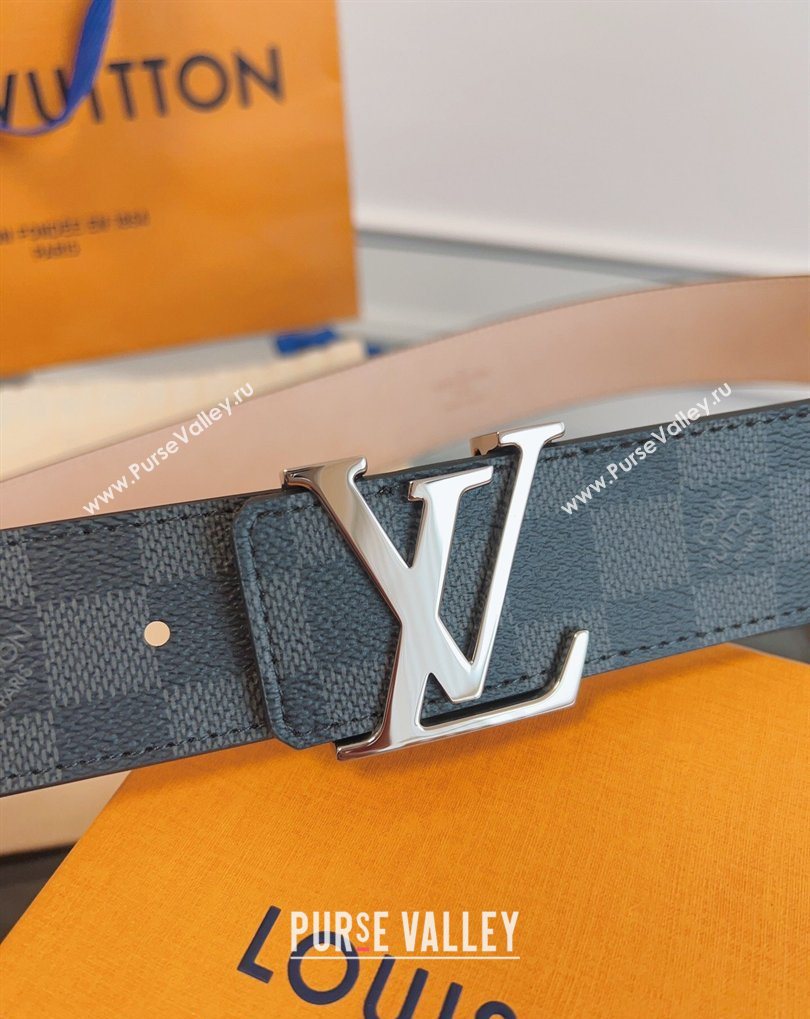 Louis Vuitton Monogram Canvas and Suede Belt 4cm with LV Buckle Black Damier/Silver 2026 LV031607 (99-260316113)
